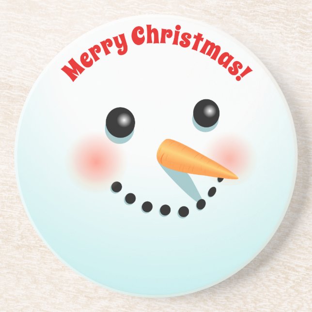 Funny Snowman Face Coaster (Front)