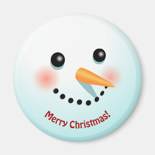 Funny Snowman Face With Carrot Nose Cartoon Magnet