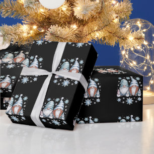 Funny Snowman Gnomies With Snowflakes Cute Winter Wrapping Paper