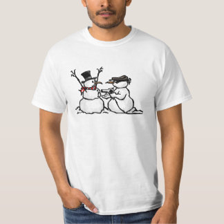 Funny Snowman Holdup cartoon Christmas Tshirt