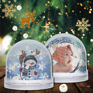 Funny Snowman Marshmallow Custom Photo globe de ne
