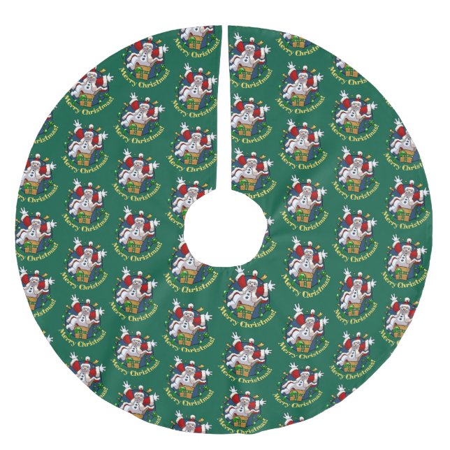 Funny Snowman Merry Christmas Surprise Cartoon Brushed Polyester Tree Skirt (Front)