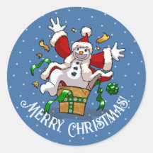 Funny Snowman Merry Christmas Surprise Cartoon