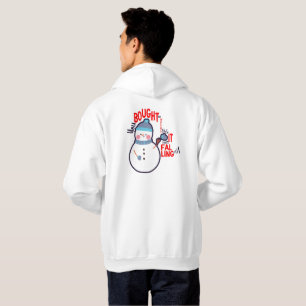 Funny Snowman Mitten Gift Text on White Hoodie