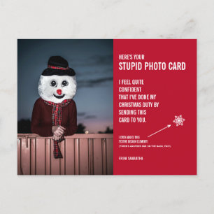 Funny Snowman Noël Stupide carte postale Carte pho