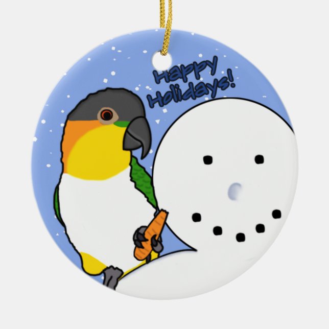 Funny Snowman noir à tête noire Caique Ornement (Devant)
