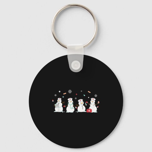 Funny Snowman Nurse Christmas Healthcare Holiday N Keychain (Front)