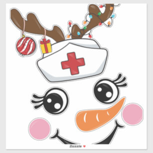 Funny Snowman Nurse Face Eyelashes Medic Christmas