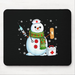 Funny Snowman Nurse Pjs Pajamas Christmas Xmas Wom Mouse Pad