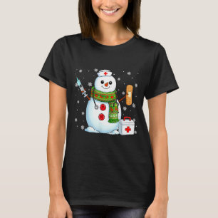 Funny Snowman Nurse Pjs Pajamas Christmas Xmas Wom T-Shirt