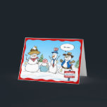 Funny Snowman Patriotic Christmas Holiday Card<br><div class="desc">Love to spread laughter during the holiday season? Here are some funny snowman cards to send out to family and friends! This new, original design created by Raphaela Wilson depicts a patriotic snowman contest... Now who can beat a majestic bald eagle? Change what the quote bubbles say, and reveal an...</div>