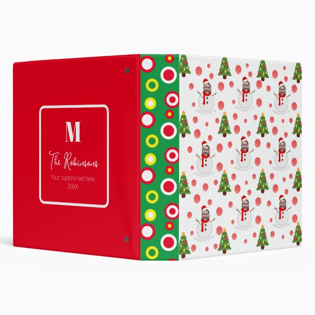 Funny Snowman Photo Face Personalized Binder (Background)