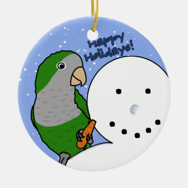 Funny Snowman Quaker Parakeet Ornament (Front)