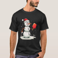 Funny Snowman Santa Hat Pickleball Player Christma