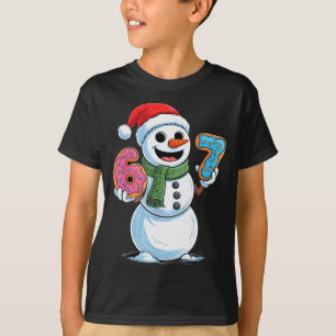 Funny Snowman Six Seven 67 Ice Cream Christmas Boy T-Shirt