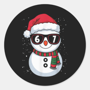 Funny Snowman Six Seven Christmas 67 Meme Gen Alph Classic Round Sticker