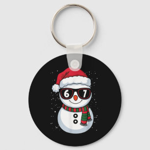 Funny Snowman Six Seven Christmas 67 Meme Gen Alph Keychain
