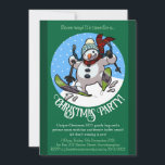 Funny Snowman Skiing Christmas Party Year Cartoon Invitation<br><div class="desc">A cute snowman skier on party invitations for Christmas. Use "Personalize this template" to change the text to suit your event. Get the (snow) ball rolling for this year's Christmas party, with these invitations; featuring an over excited snowman with a carrot nose, dashing downhill through the snow on skis, in...</div>
