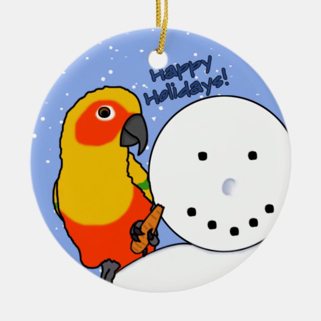 Funny Snowman Sun Conure Ornament (Front)
