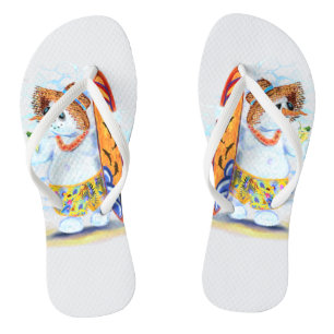 Funny Snowman Surfer Flip Flops