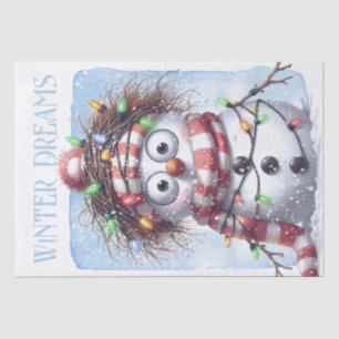 Funny Snowman Winter Christmas Lights Tissue Paper