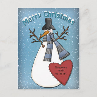 Funny Snowman with hat and scarf Postcard