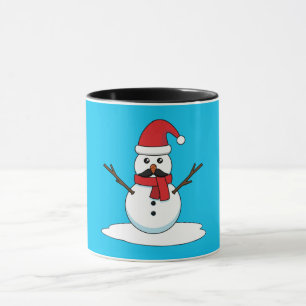 Funny Snowman with Mustache and Carrot Mug