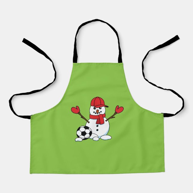 Funny Snowman with Soccer Ball Apron (Front)