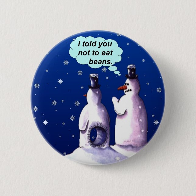 Funny Snowmen Cartoon 2 Inch Round Button (Front)