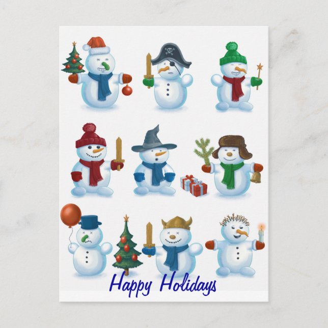 funny snowmen holiday postcard (Front)