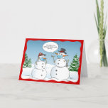 Funny Snowmen Think Outside the Box Christmas Holiday Card<br><div class="desc">Create your own funny christmas cards this year using a fun holiday snowmen template... Easily personalize the witty text in the comic quote bubble that reads: "Sometimes you gotta just think outside the box" to any custom wording of your choosing. The cute snowman cartoon illustration created by Raphaela Wilson depicts...</div>