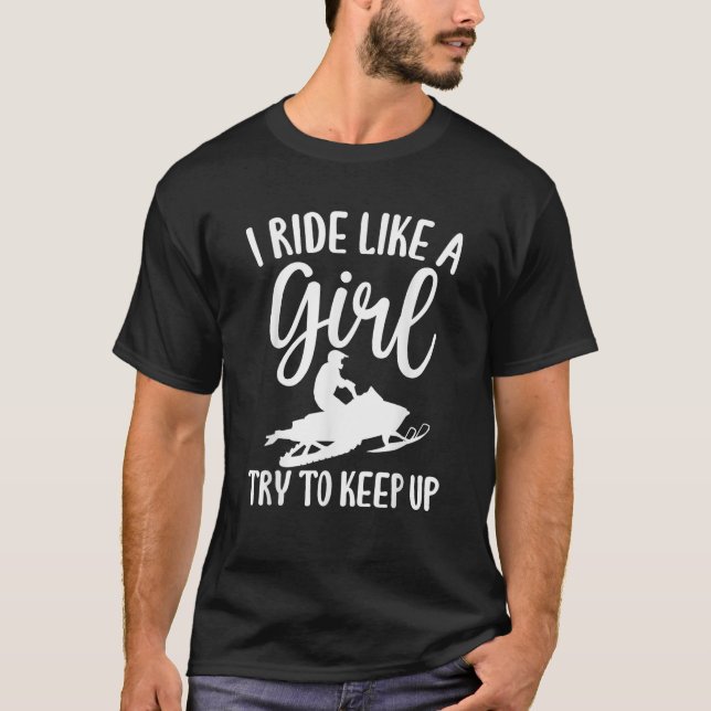 Funny Snowmobile Art For Women Girls Snowmobiling  T-Shirt (Front)