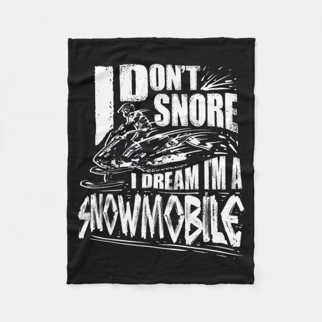 Funny Snowmobile Dream Snowmobile Driving  Fleece Blanket (Front)
