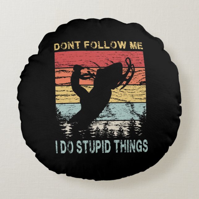 Funny Snowmobiling Round Pillow (Front)
