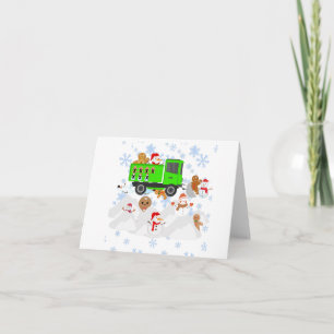Funny Snowplowing Snowmen and Gingerbread Men Card