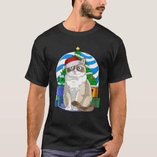 Funny Snowshoe Cat Santa Christmas Tree Decor T-Shirt