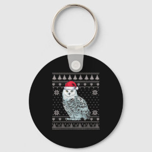 Funny Snowy Owl Ugly Christmas Sweater Santa Xmas  Keychain