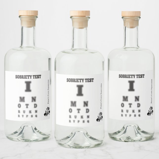 Funny Sobriety Test 🍻 Blurry Eye Chart Hillbilly Liquor Bottle Label (Bottles)