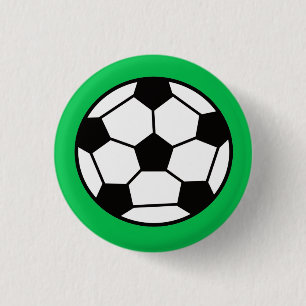 Funny Soccer Ball On Green Background 1 Inch Round Button