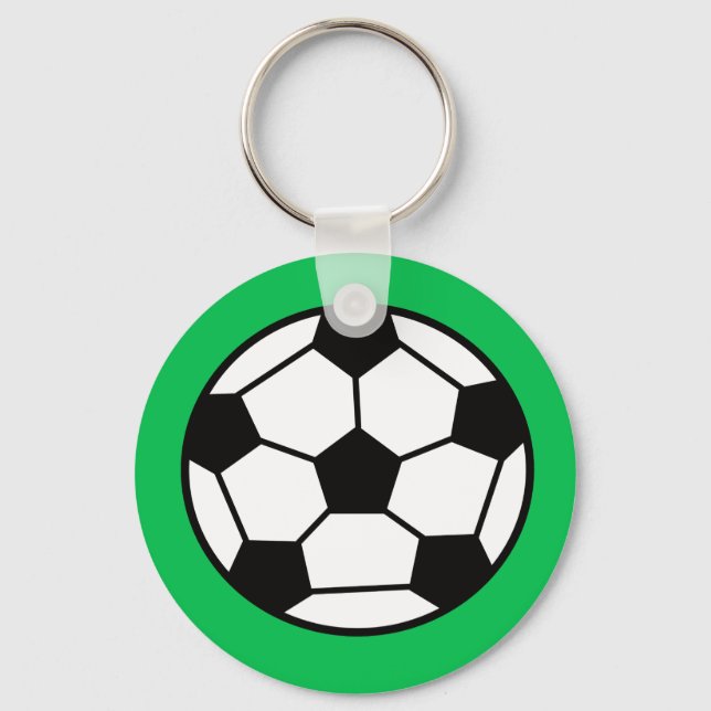 Funny Soccer Ball On Green Background Keychain (Front)