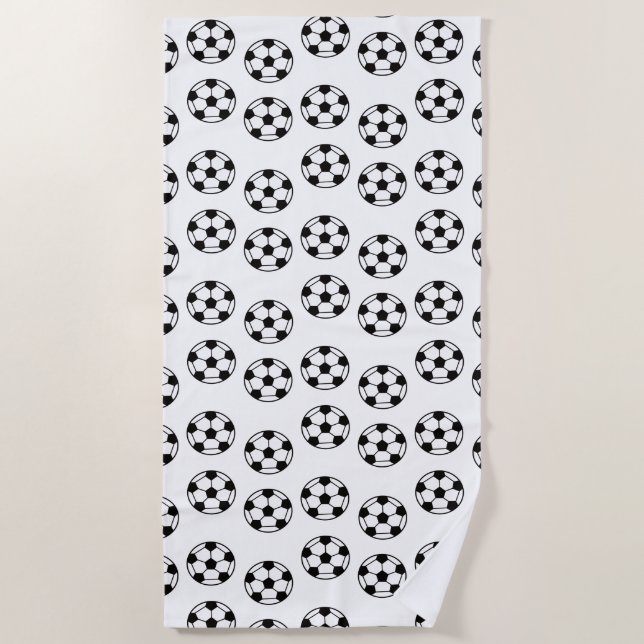 Funny Soccer Ball Pattern Beach Towel (Front)