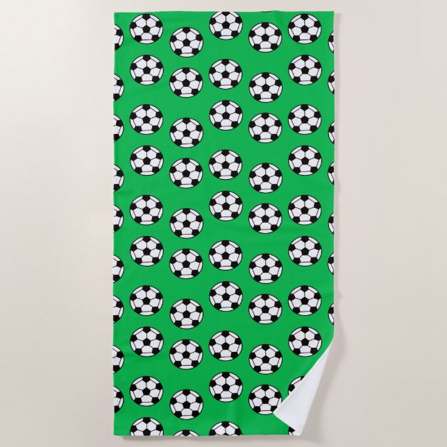 Funny Soccer Ball Pattern Beach Towel (Front)