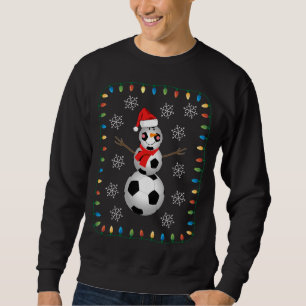 Funny Soccer Ball Snowman Santa Hat Scarf Christma Sweatshirt