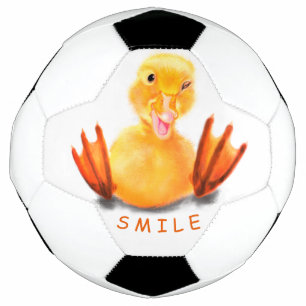 Funny Soccer Ball with Happy Duck - Custom Text