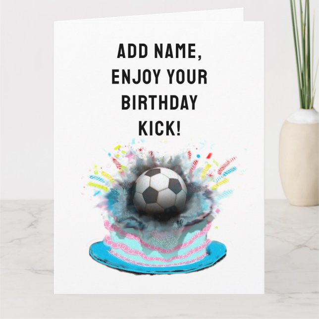 funny soccer birthday greeting card (Front)