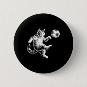 Funny Soccer Cat Men Women Kids  2 Inch Round Button