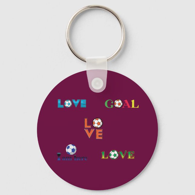 Funny Soccer Cup Sticker Keychain (Front)