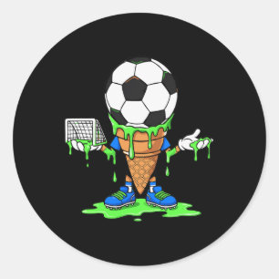Funny Soccer Drip Ice Cream Cone Graph Classic Round Sticker