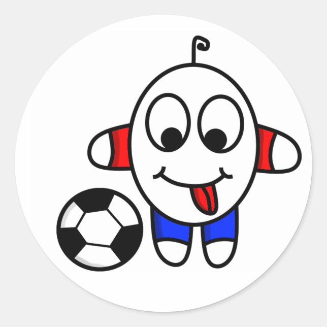funny soccer dude classic round sticker (Front)