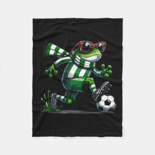 Funny Soccer Frog Animal Graphic Frog Playing Socc Fleece Blanket